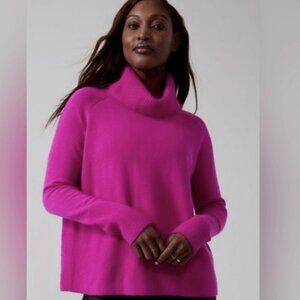 ATHLETA Aspen Turtleneck  Wool Cashmere Sweater in Electric Fuchsia